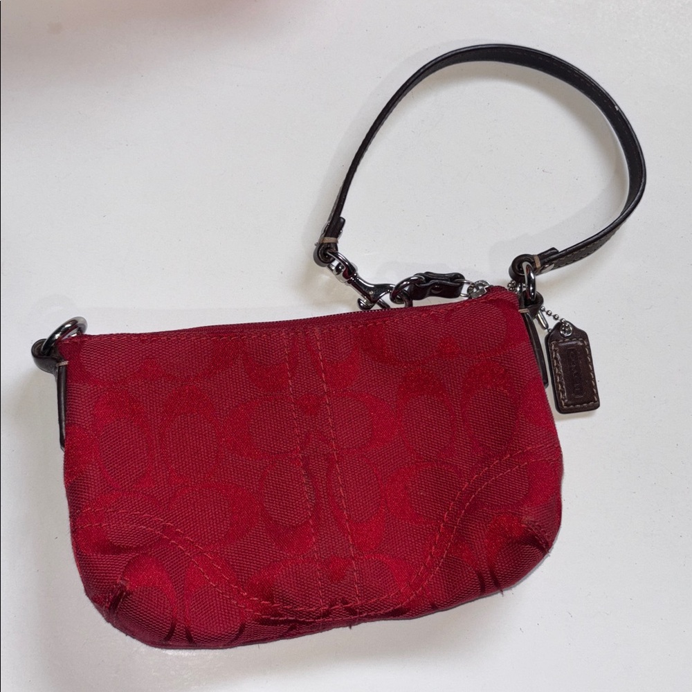 Coach Signature Mini Shoulder Bag Red MINI COACH RED SIGNATURE PURSE Y2K - Picture 3 of 17